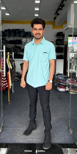 Aqua Half Collar Pocket T-Shirt - 3XL