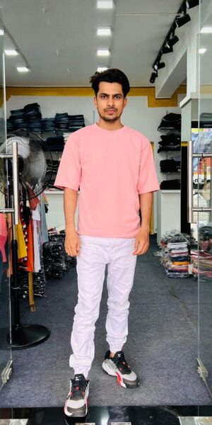 Pink Drop Shoulder T-Shirt - L